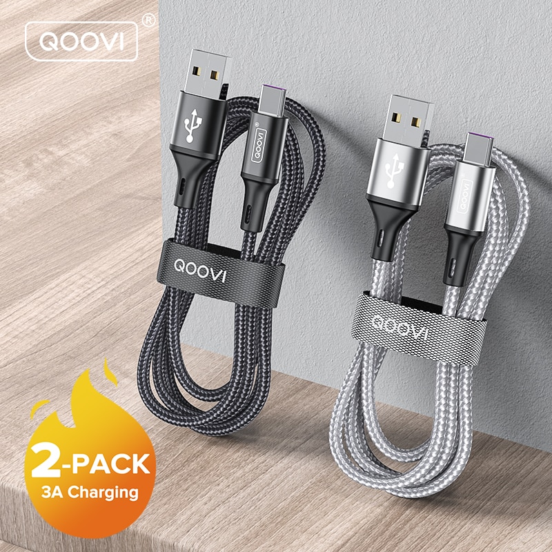 QOOVI 3A USB Type C Cable Fast Charging Cable For Xiaomi Mi11 Samsung S21 A71