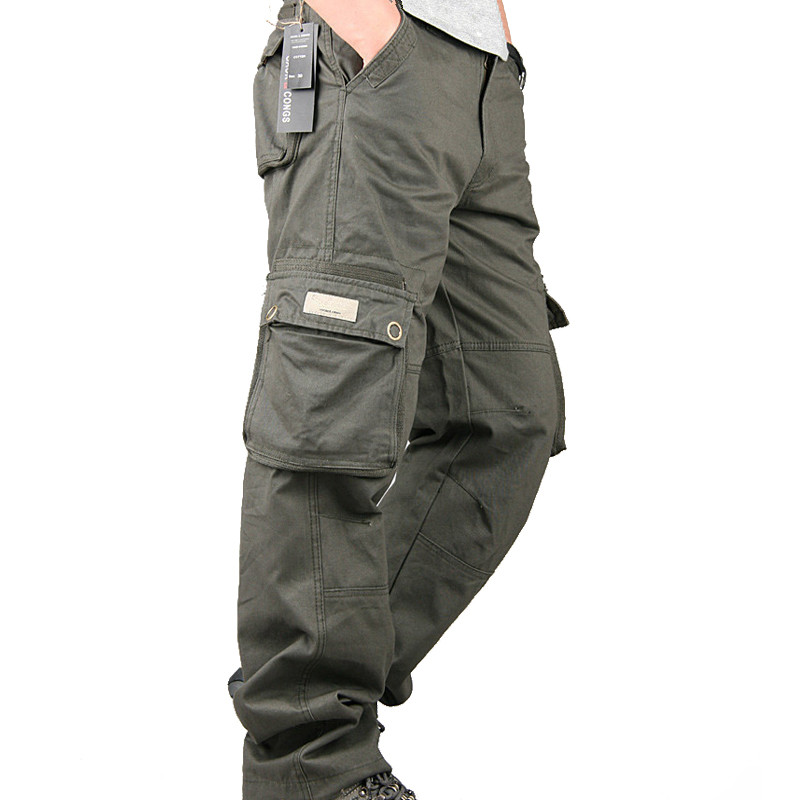 Men's Cargo Pants Cotton Casual Long Trousers 2022 Spring Multi Pocket Pantalon Homme