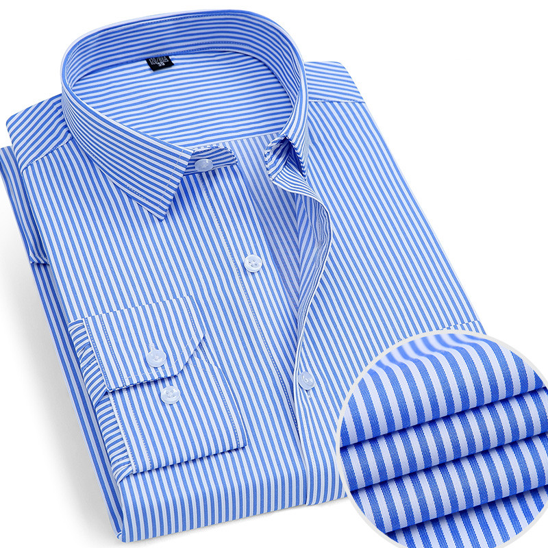 Business Dress Shirt Men's Long-sleeve Autumn Spring Fashion Solid Casual Formal White Work Office