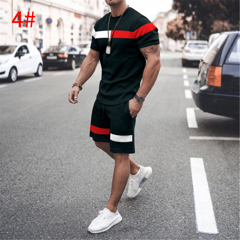 Summer Men's T-Shirt Set 100% synthetic material Comfortable and Cool Men Tracksuit T-shirt